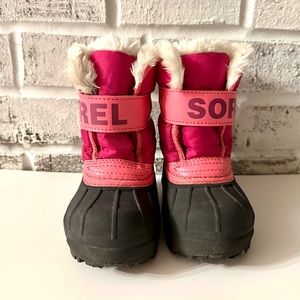 Sorel Kids Pink and Black Snow Boots